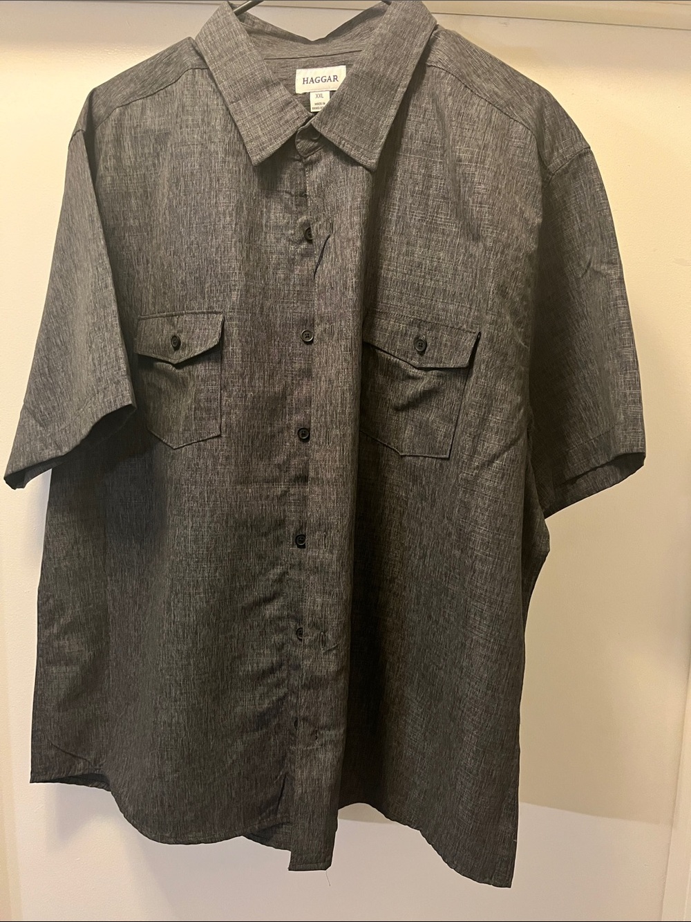Haggar Men's Short Sleeve Button-Down Shirt - Charcoal